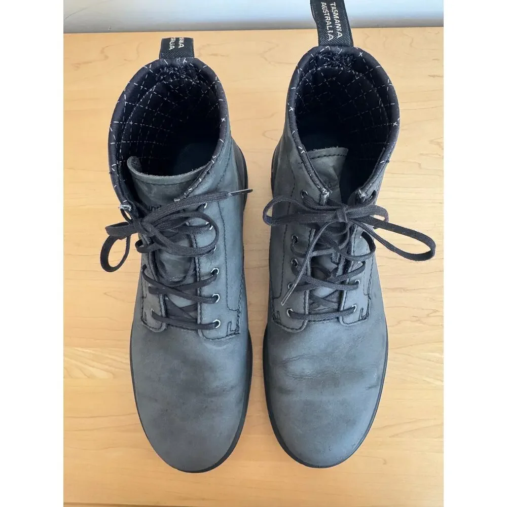 Blundstone Lace-Up Boots - Rustic Black Distressed Leather US 9